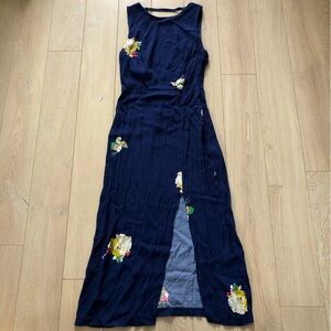 Zara Trafaluc Collection Floral Slit Dress in Navy